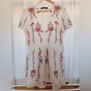 Zara Woman Floral Embroidered Dress
